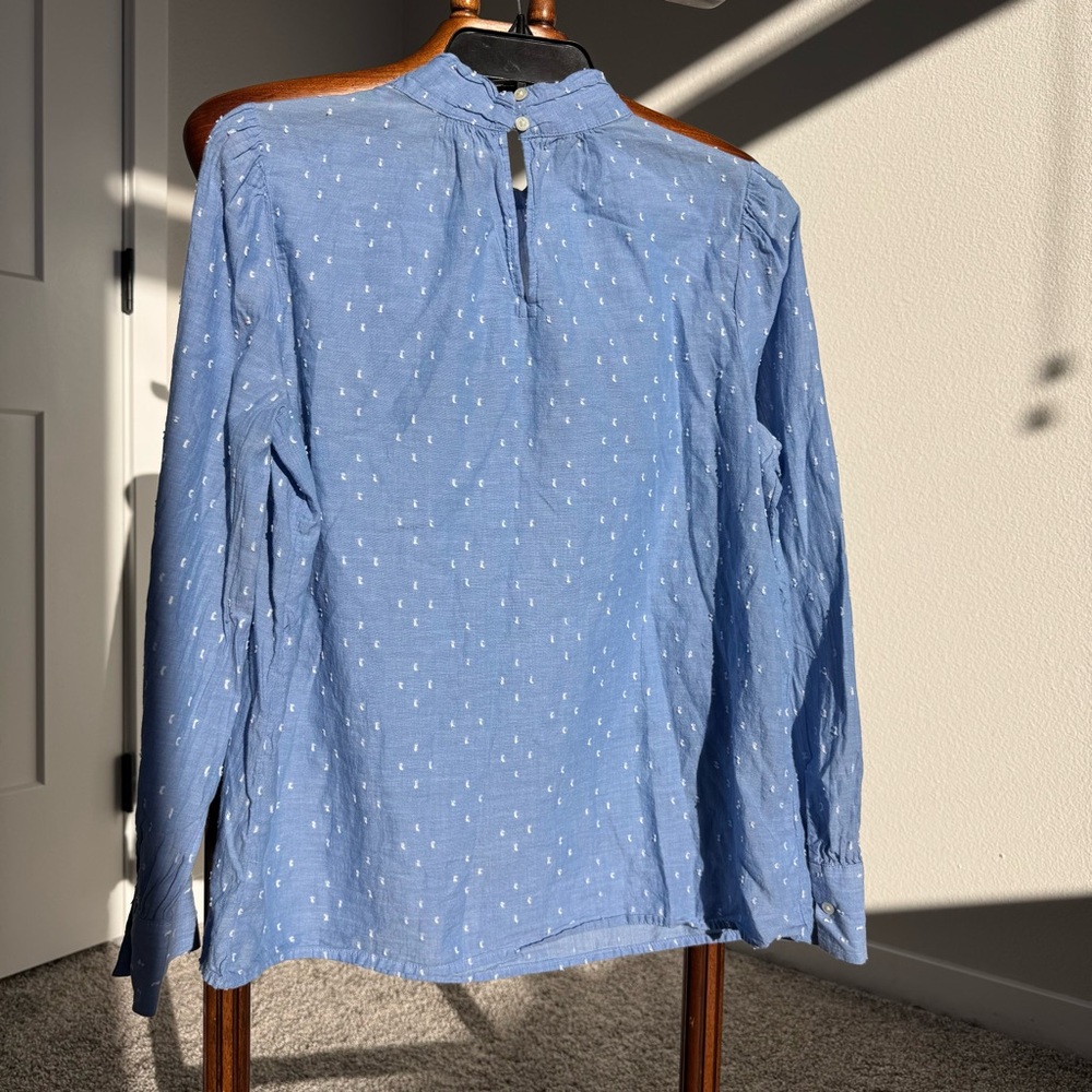 LOFT Blue Swiss Dot 100% Cotton Blouse – Size M - Picture 9 of 15